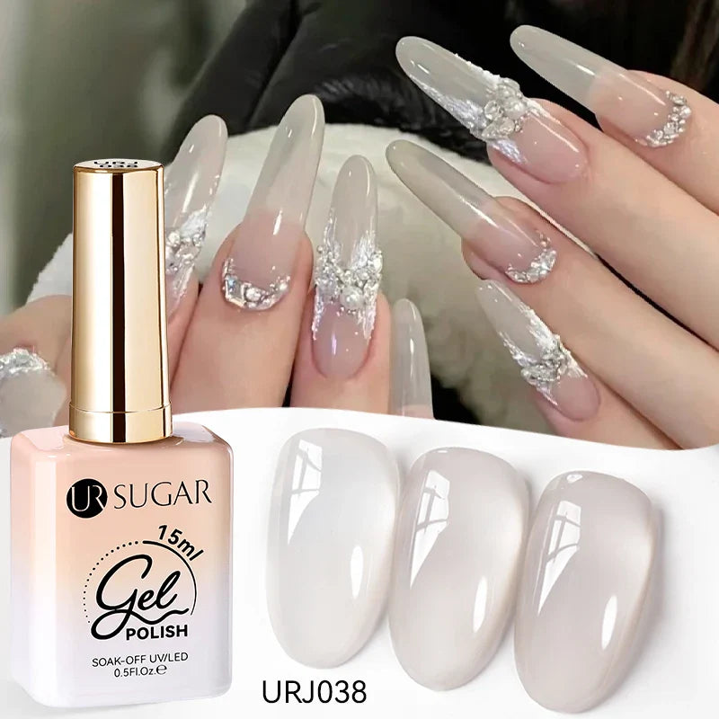 UR SUGAR 15ml Jelly Nude Gel Nail Polish Light Pink Translucent Color Soak Off UV LED Gel Varnish Nail Art DIY Fashion Manicure