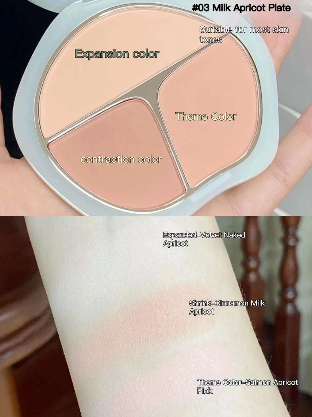 TIMAGE 3 Color Blusher Matte Powder Cheek Blush Natural Brightening  Rouge Plate Expansion Color  Milk Tea