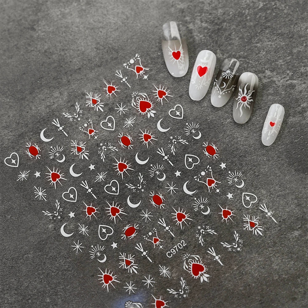 3D Gold/ Silver Star/Sun/Moon Bronzing Nail Art Sticker Laser Star Moon Styles Nail Decal Gold Silver Self-Adhesive Slider 1Pcs