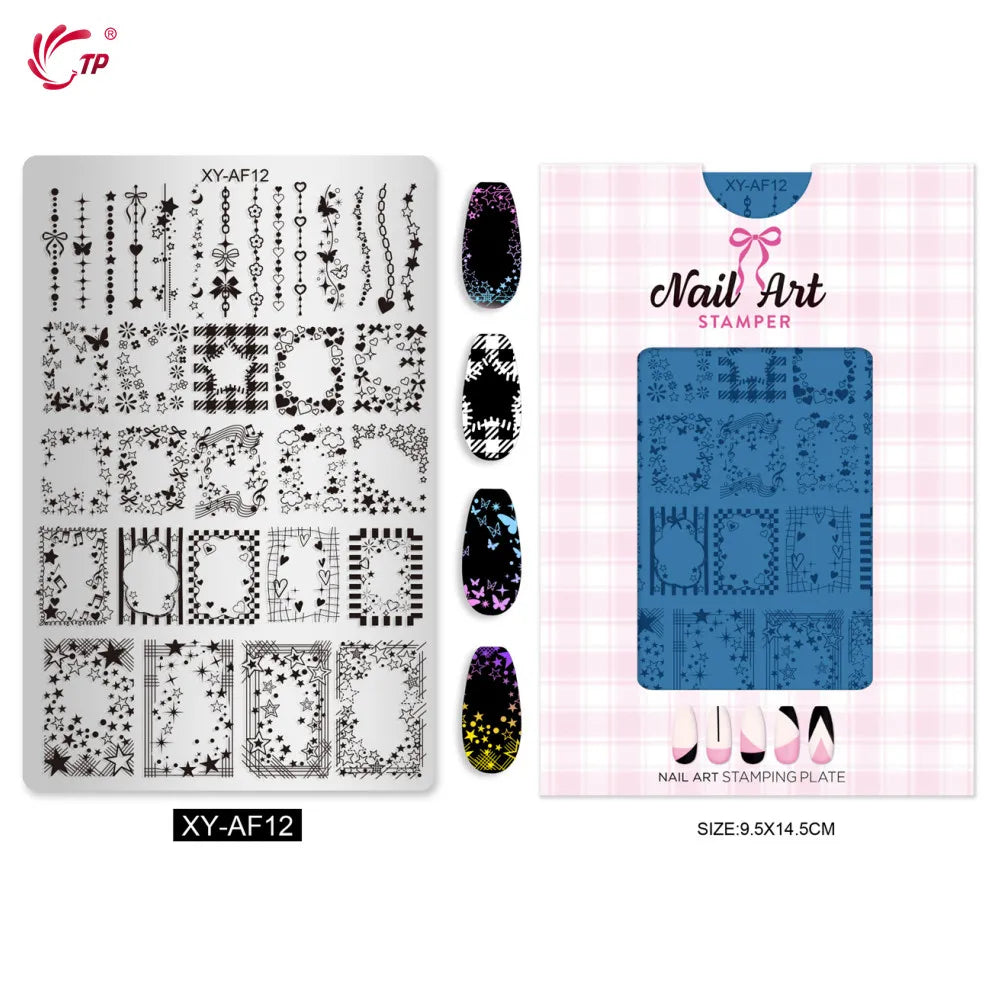 TP Nail Art Templates Butterfly Plaid Design Nail Stamping Plate for Nail DIY Polish Printing Transfer Template Manicure Tools