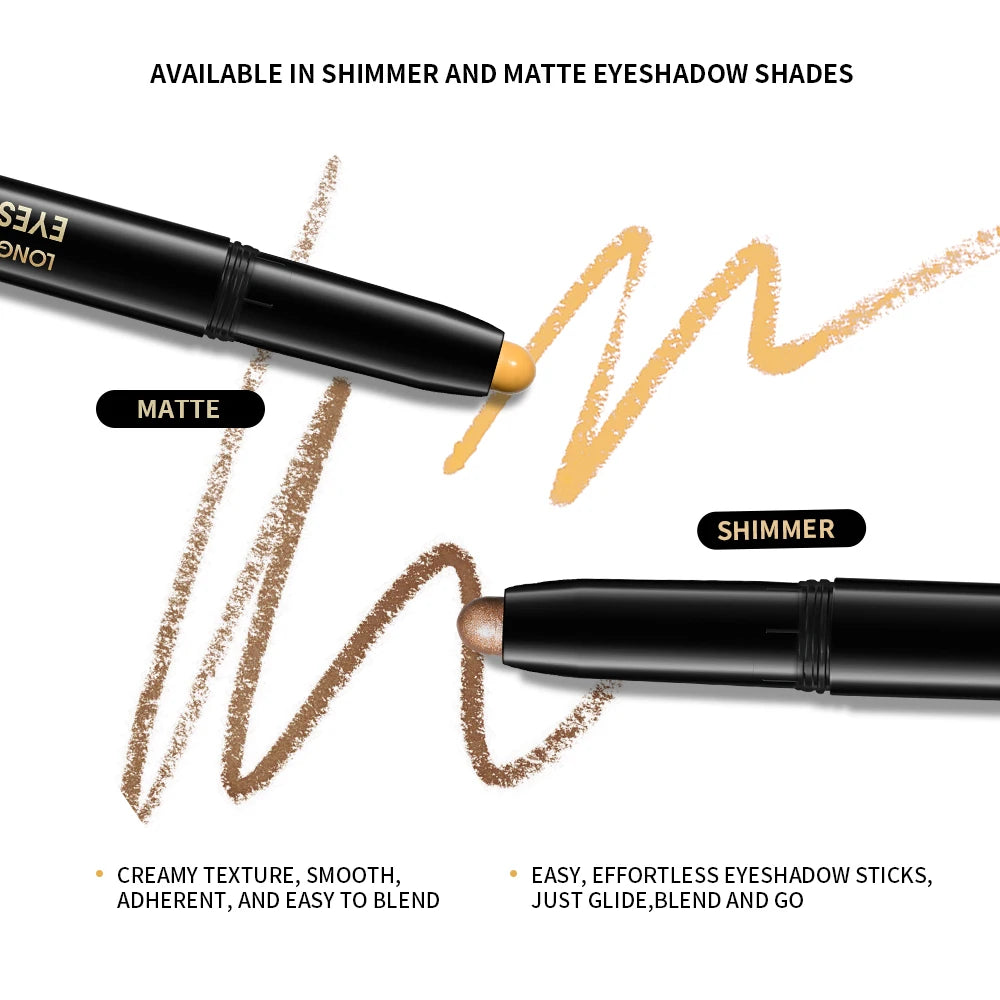 12 Colors Eyeshadow Pencil Stick Shimmer And Matte Waterproof Metallic Glitter Eye Shadow Highlighter Pencil Eyeshadow Cosmetics