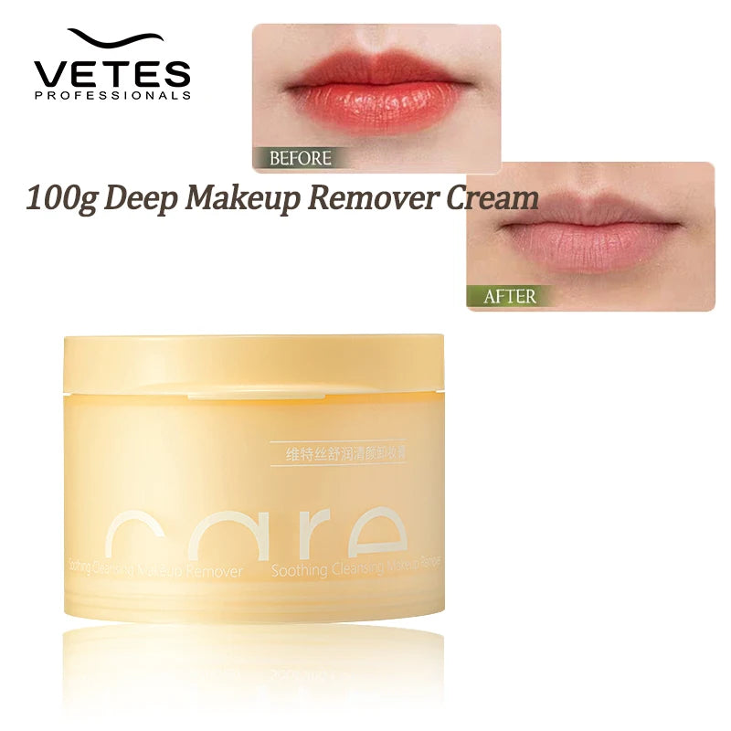 VETES Remover Oil Face and Lip Cleanser 100g Cleansing Balm Moisturizing Skin Makeup Remover Balm Non-tight Refreshing Nongreasy