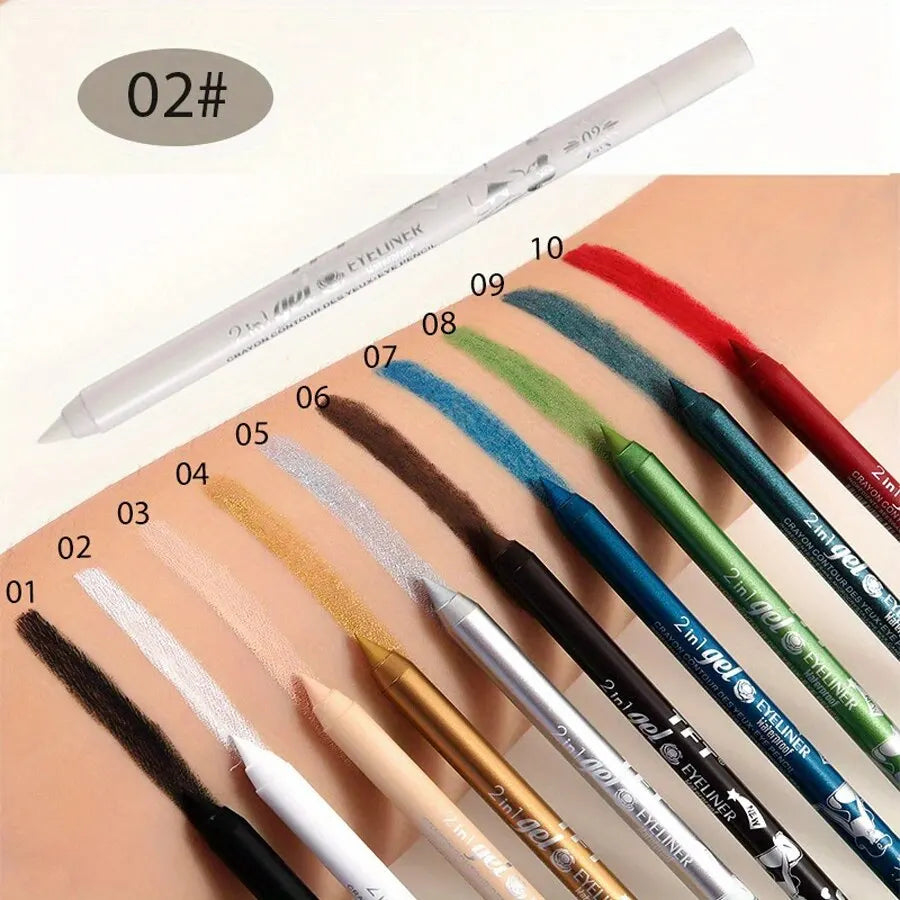 10 Colors Waterproof Eyeliner Pen Long-Lasting Concealer And Lip Liner Gel Pen, Sweatproof And Smudge Proof