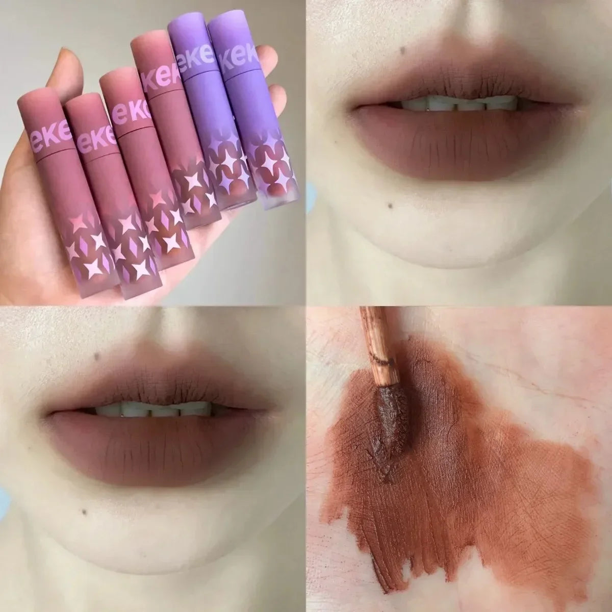 1pcs Punk Gothic Black Lipstick Matte Brown Lip Satin Red Lip Tint Waterproof Matte Liquid Liptsick Lip Gloss Korean Cosmetics