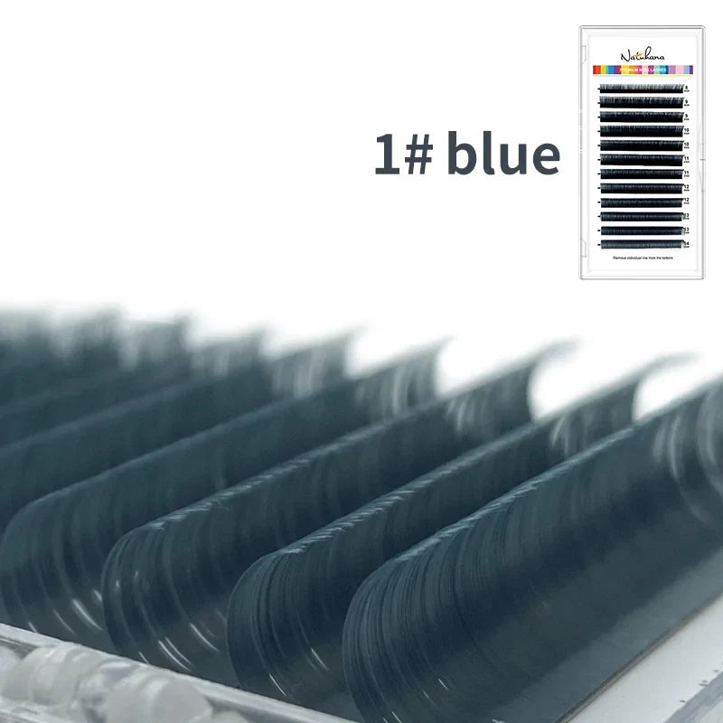 NATUHANA Dark Colored Eyelashes Extension Individual Natural False Mink Colorful Eyelash Grey Blue Color Lashes for Party Makeup