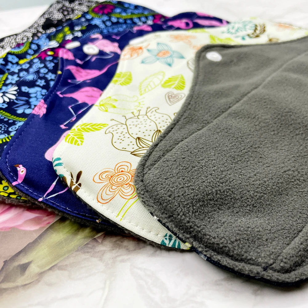 Eco-Friendly Reusable Sanitary Pads Set - Durable Leak-Proof Washable mama cloth Pads for Active Women Workout & Travel