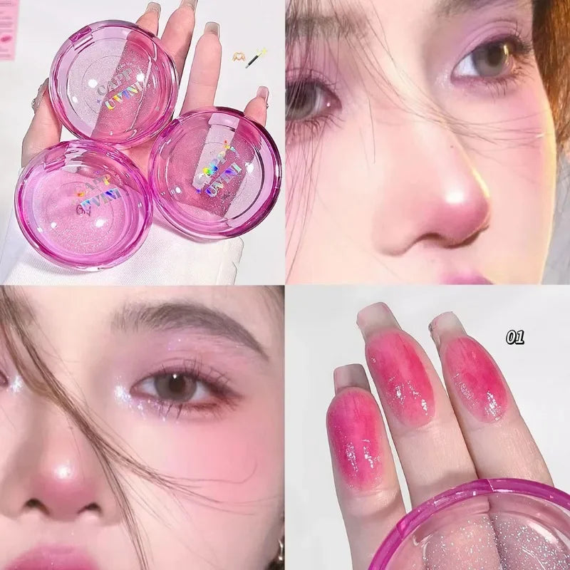 Violet Jelly Blusher Shining Color Changing Blush Face Makeup Glitter Blue Purple Tint Cheek Color Lasting Natural Rouge Cream