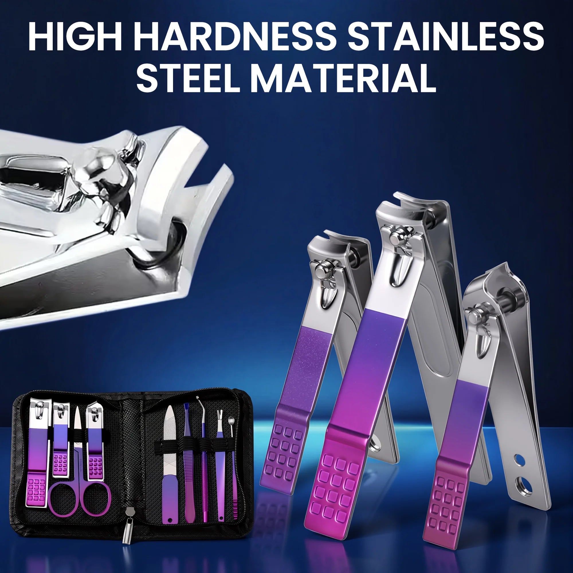 9 Pcs Set Luxury Stainless Steel Manicure and Pedicure Set Professional Nail Clipper Set with Portable Case Modern Style