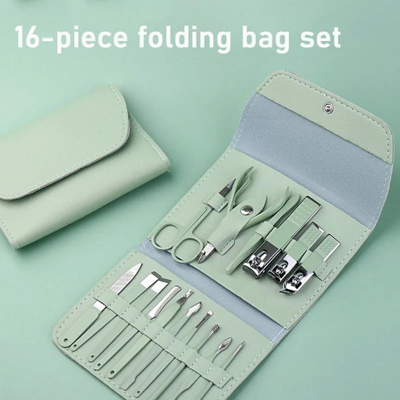 16PCS Professional Nail Clipper Set Stainless Steel Pedicure Tools for Men and Women Nail Care Kit ZJJ06