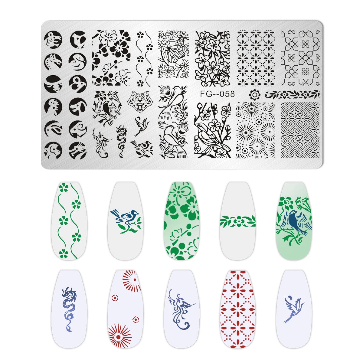 Cartoon Bear Nail Stamping Plates Fruit ice cream cake Floral Flower Leaf  Printing Stencil Nail Stamp Templates Nail Art Tools