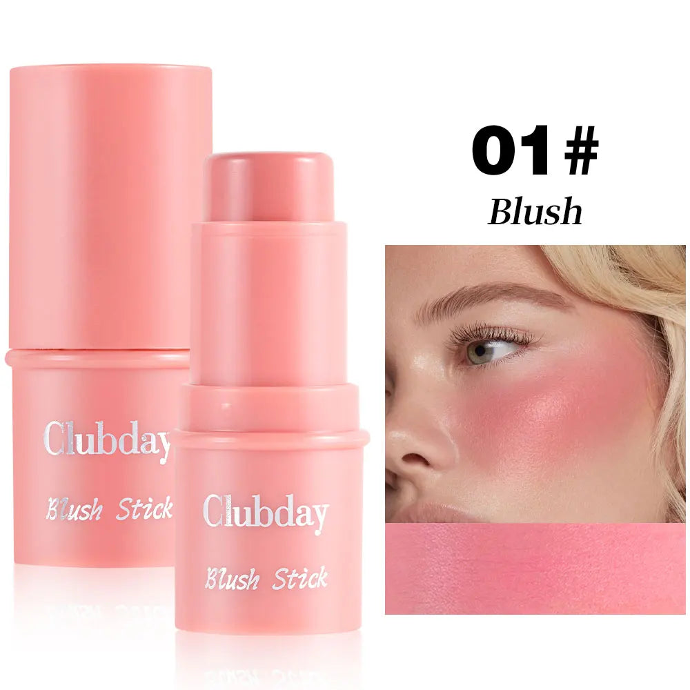 Clubday 4 Colors Face Matte Easy Color Jelly Blush Fixing Highlighting Long Lasting Waterproof Blush Stick