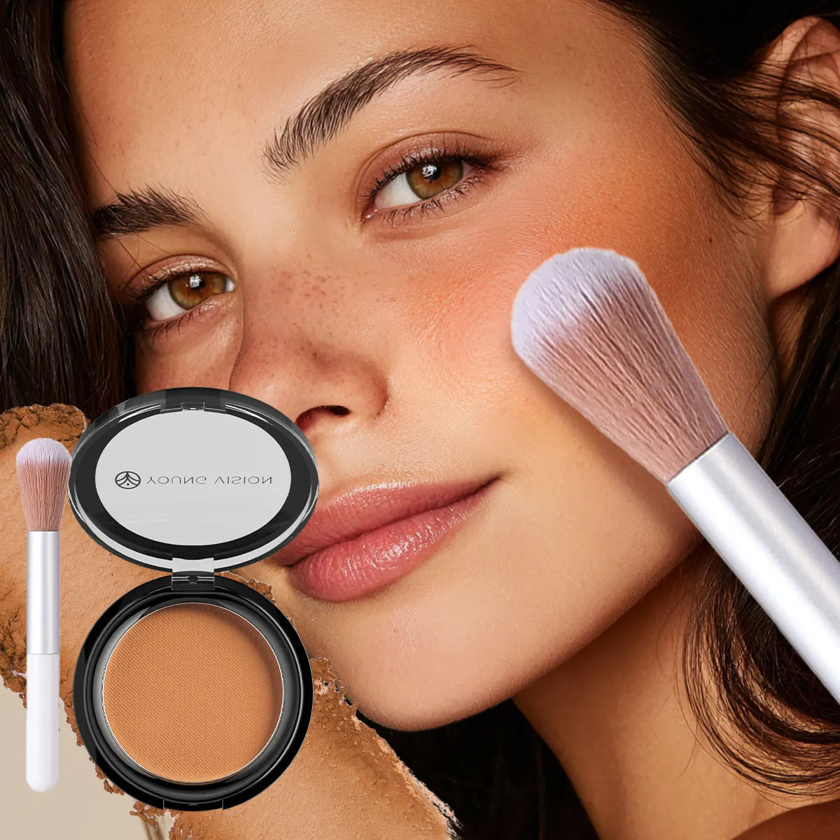 Professional matte contour powder tray creates a 3D facial contour, with long-lasting bronzing powder for setting makeup