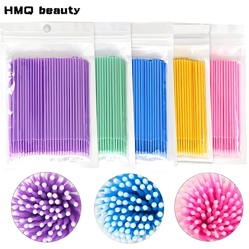 100pcs/lot S M L Size Disposable Cotton Soft Swab Eyelash Extension Microbrush Applicators Individual Mascara Micro Brush Sticks