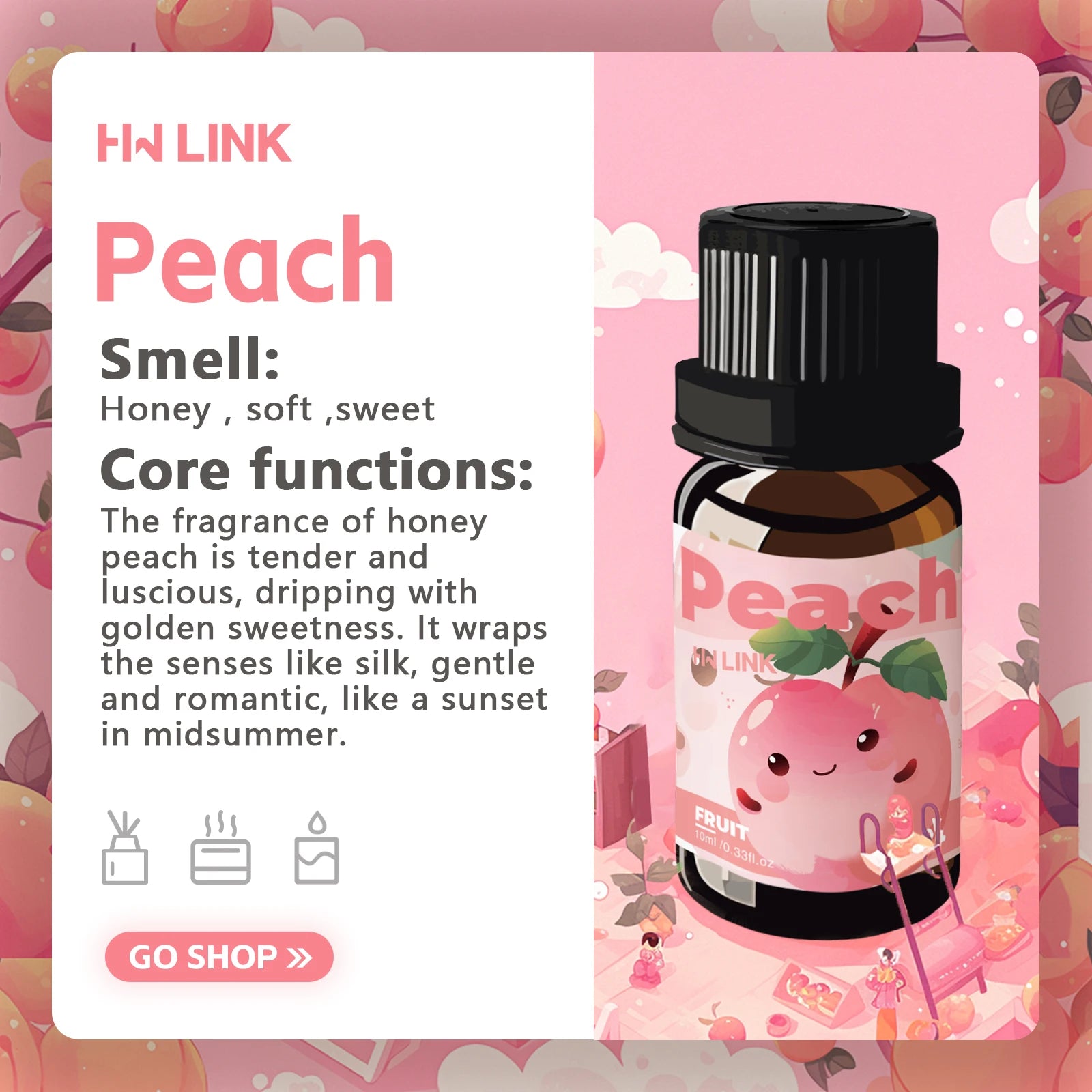 Peach Essential Oils Peach Perfume Makeup 10ml For Candle, Soap Making, Aromatherapy, Diffusers, Home Care,Skincare Gift