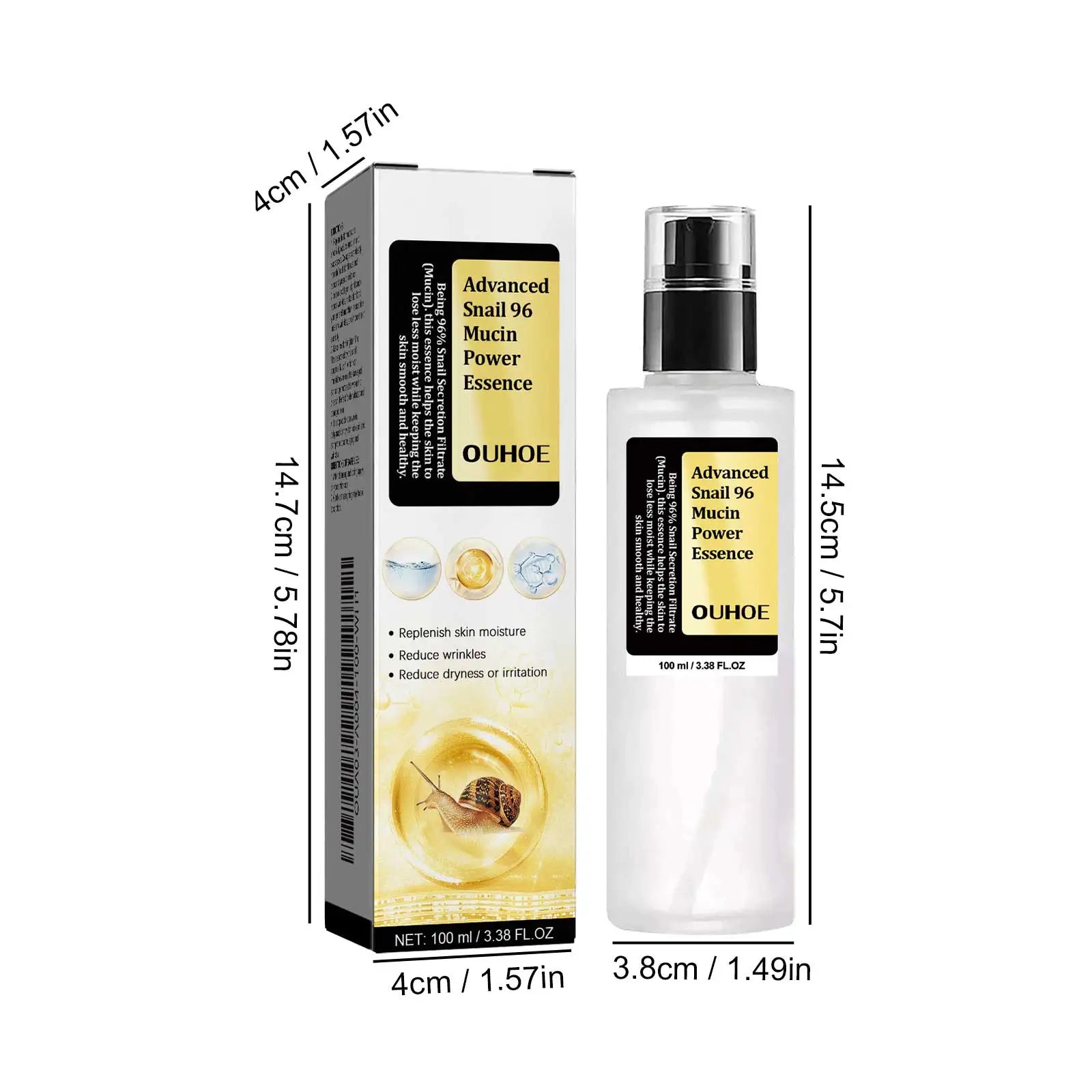 Snail Mucin Peptide Essence,Hyaluronic Acid Skin Repair Serum,Lightens Wrinkles And Dark Spots,Face Moisturizing and Hydrating