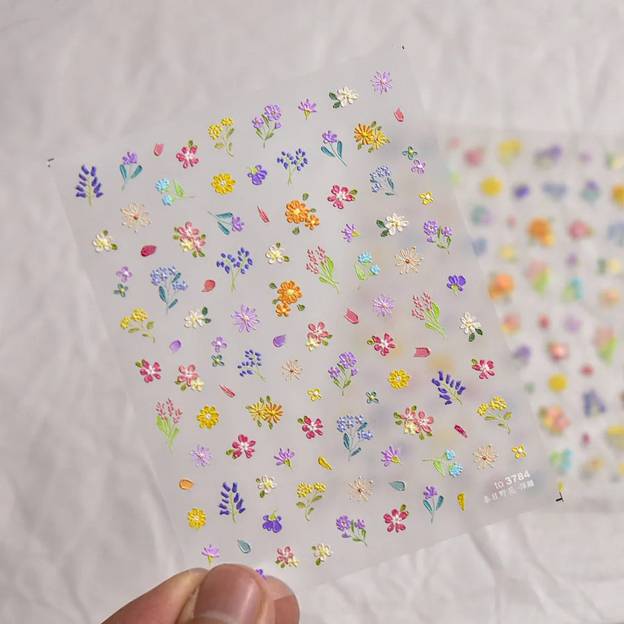 1pcs Dream Flower Window Shell Light Nail Art Stickers Japanese Flower Self Adhesive Stickers Press On Nails Decoration Decals