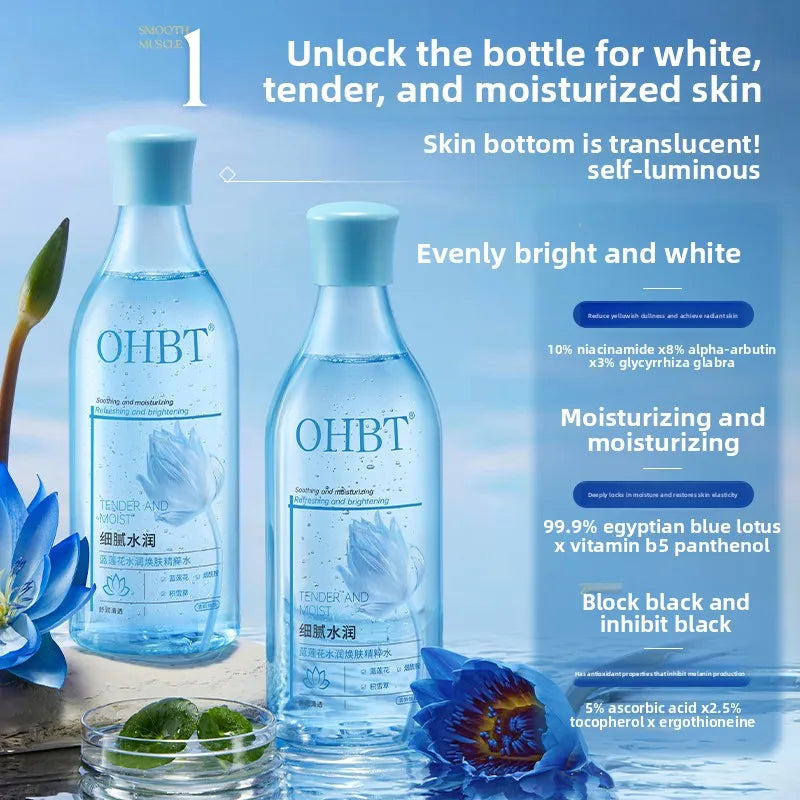 OHBT Blue Lotus Face Toner, 500ml  Deep Moisturing Nourish Essence Water, Whitening Brighten Skin Toner Large Capacity