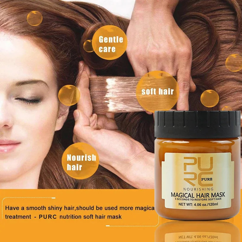 PURC No Steam Hair Mask Intensive Repair Dry Damaged Hair Smooth Silky Anti-Breakage Volumizing Hair Spa Treatment Conditioner