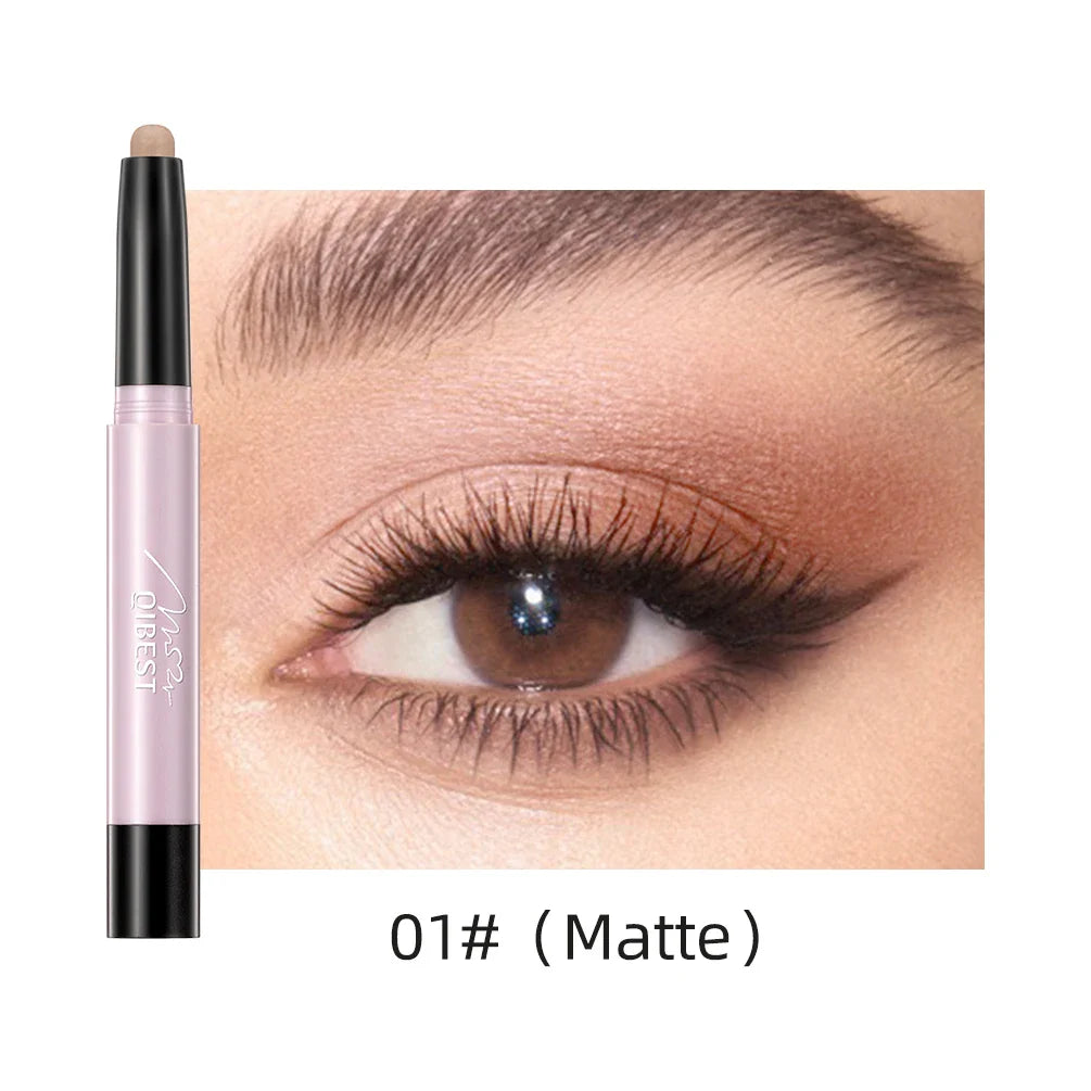 QIBEST Pearlescent Silkworm Eyeshadow Pen Waterproof Eyeshadow Pencil Glitter Matte Nude Gold Eye Shadow Pen Pigment Cosmetics