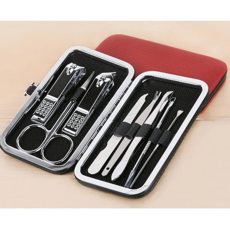 8-18 Pcs Manicure Set Nail Clippers Kit Professional Stainless Steel Nail Care Tools with Leather Travel Case For Man and Women
