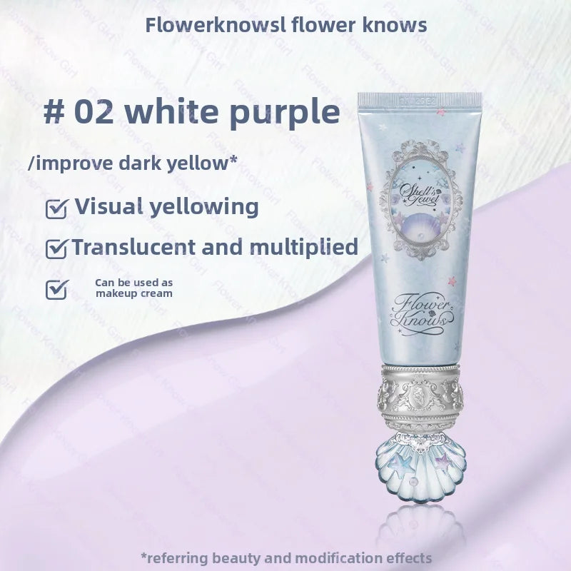 Makeup Flower Knows Shell Pearl Collection Primer Coloring Makeup Base Face Milk Brightening and Holding Make Up Concealer