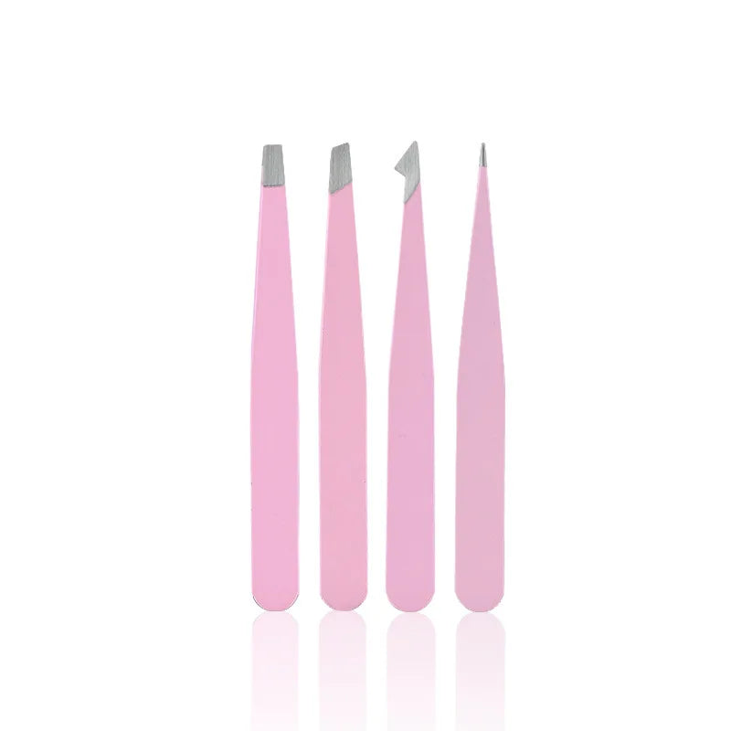 4Piece Tweezers for Women, Tweezer Set for Facial Hair Eyebrow Tweezers Men Eyebrow Chin Twizzers Kit Hair Grooming with Leather