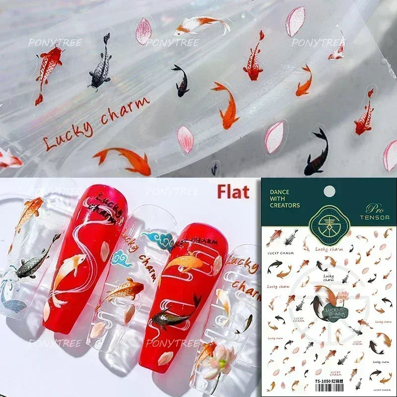 Sea Wave Jellyfish Starfish Conch Shell Dolphin Pearl Summer Beach Goldfish Water Bubble Mermaid Koi INS Nail Art Stickers Decal