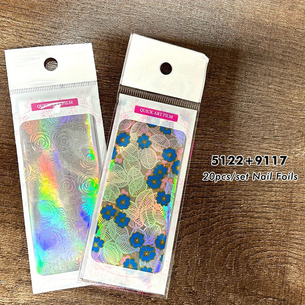 2 Pack Lace Flower Transfer Nail Art Foils Holographic Silvery Rose Geometry Leaf Image Simple Butterfly Decor Full Wraps Foils