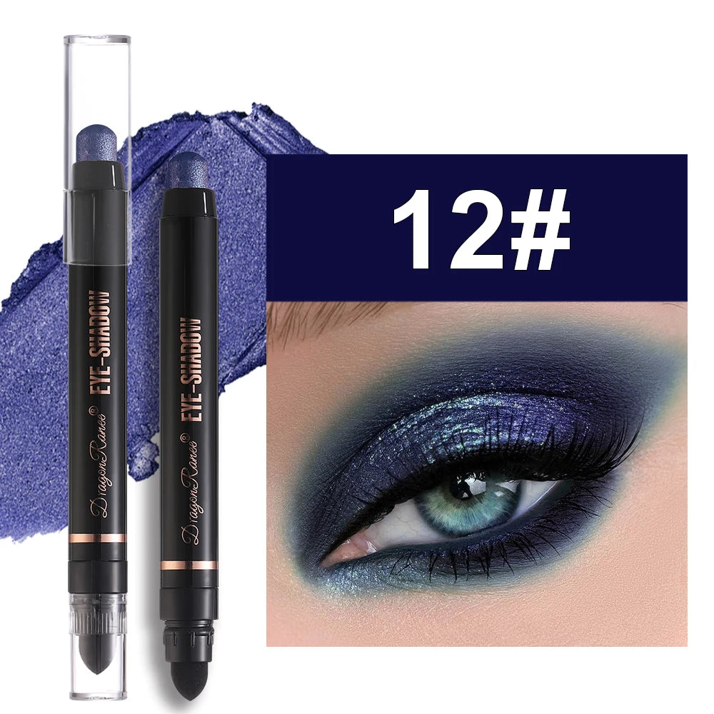 Double Head Pearlescent Eyeshadow Pencil Waterproof Glitter Metallic Blue Green Eye Shadow Makeup Pigment White Eyes Highlighter
