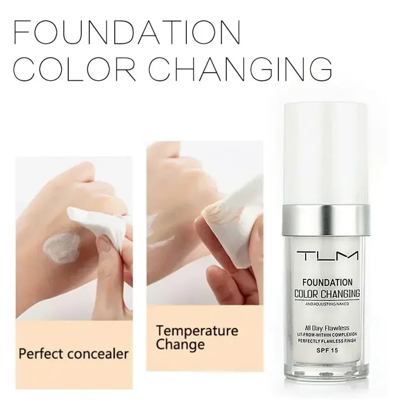 30ML TLM Foundation Color Changing Makeup Base Nude Face Full Cover Matte Concealer Long Lasting Make Up Liquid Foundation Cream