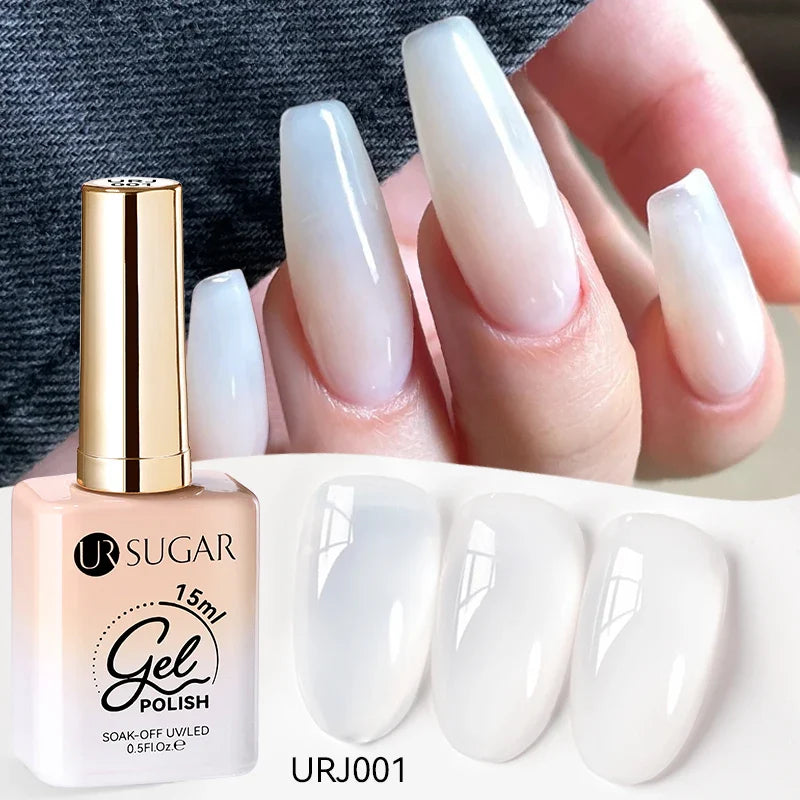 UR SUGAR 15ml Jelly Nude Gel Nail Polish Light Pink Translucent Color Soak Off UV LED Gel Varnish Nail Art DIY Fashion Manicure