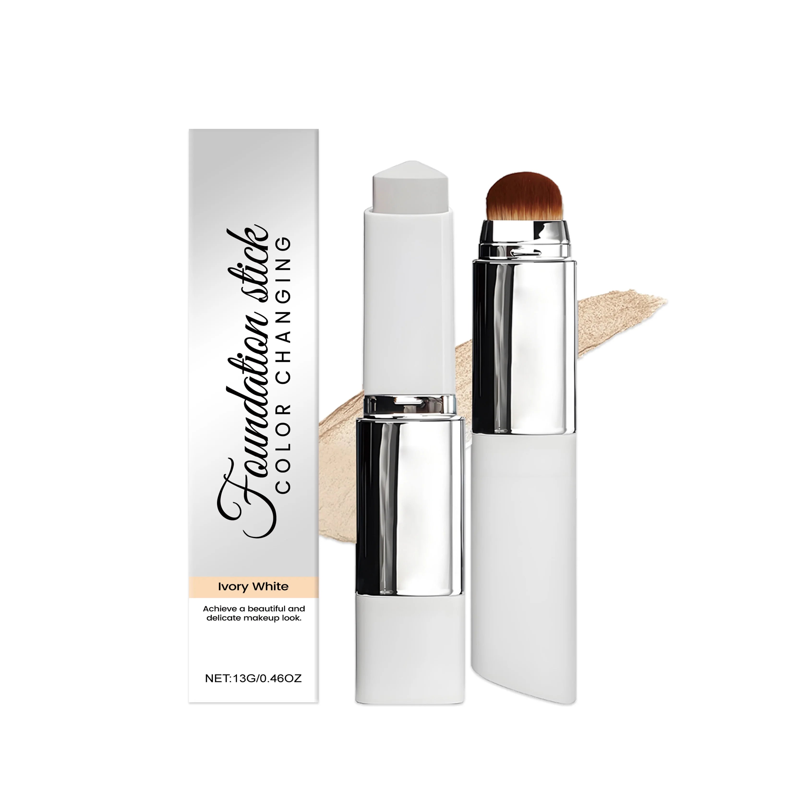 Foundation Make-Up Stick Double Head with Brush 3 Colors Lightweight Moisturizing Brighten Matte Concealer 2IN1 Foundation Stick