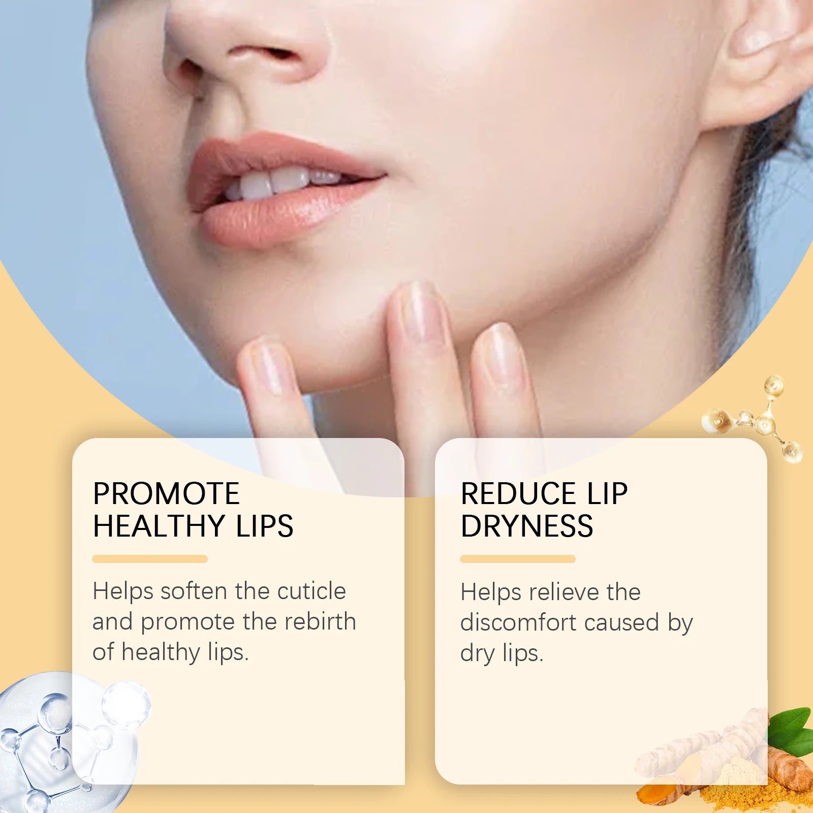 Turmeric Lemon Lip Scrub Dead Skin Removal Exfoliating Moisturizing Balm for Dry Chapped Lips Fade Lip Lines Nourishing Lip Care