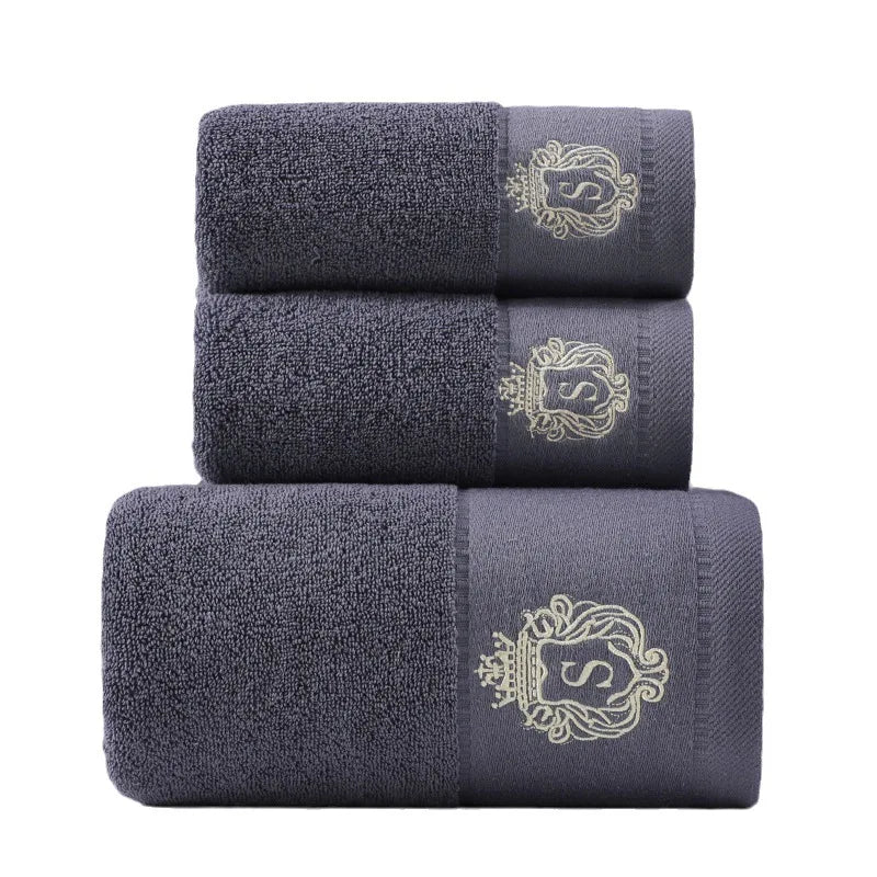 Set of 3 Cotton Bathroom Towels Sets 2pcs Hand Face Towel 35x75cm and 1pcs Big Bath Towels 70X140cm Washcloths Gift Towels