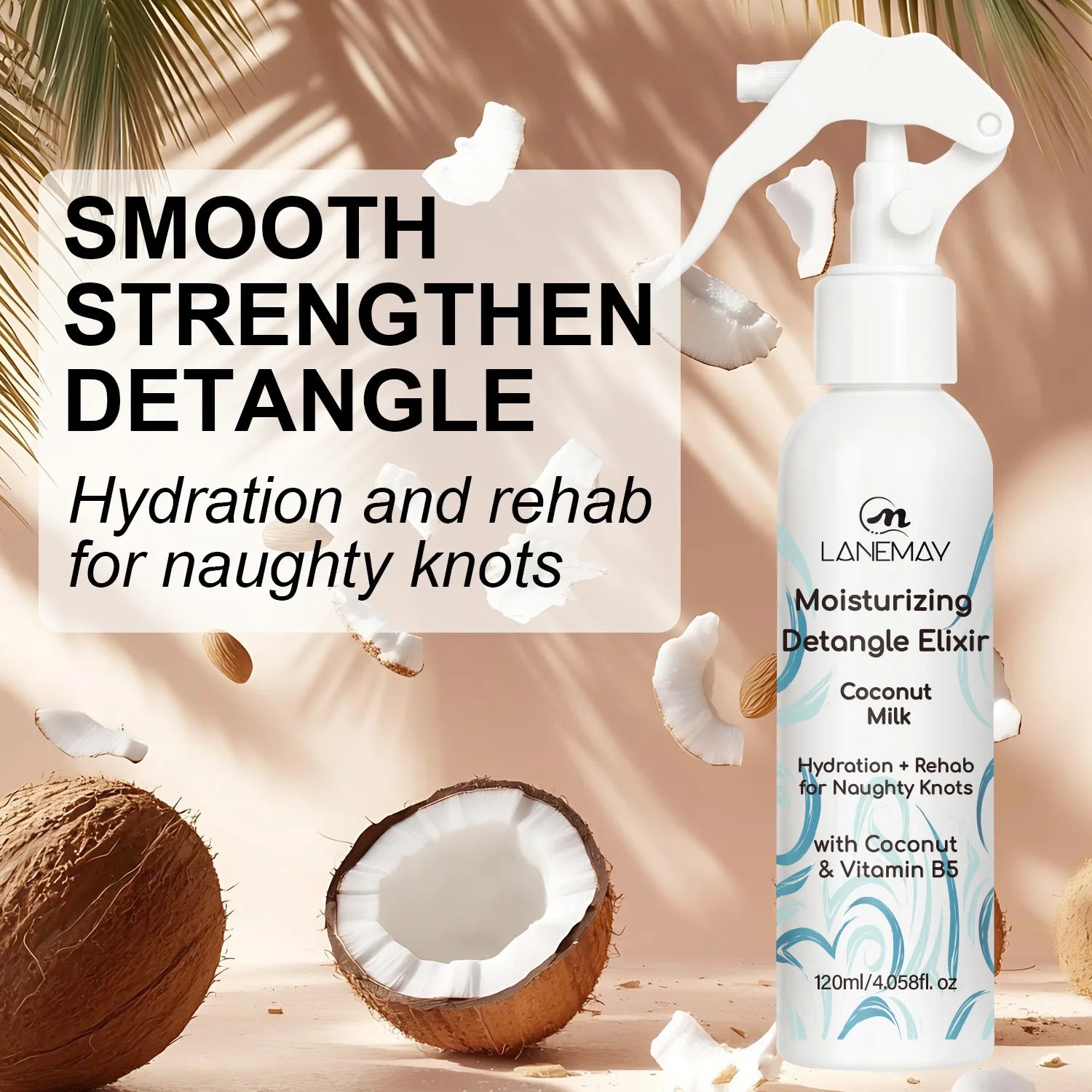 Hair moisturizing detangle elixir Coconut oil conditioner keep your hair moisturized on daily basis and prevents drying 120ml