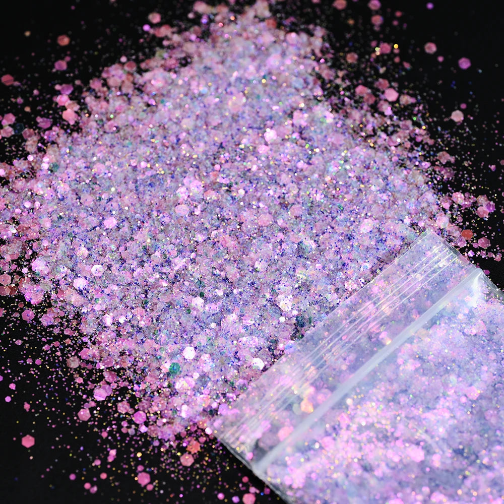 10g Pink Love Heart Nail Sequins Holographics Glitter Sequins Nail Art Decoration Mixed Size Ultrathin Flakes Manicure Sequins