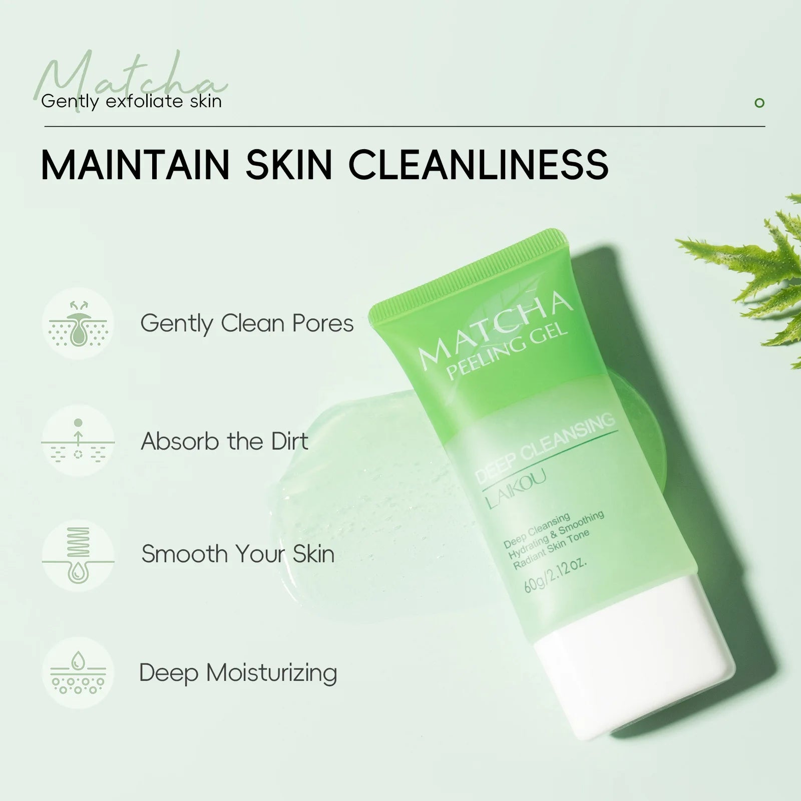 LAIKOU Matcha Exfoliating Gel Exfoliate Peeling Gel Facial Scrub Moisturise Nourishing Repair Scrubs Korean Face Cream Skin Care