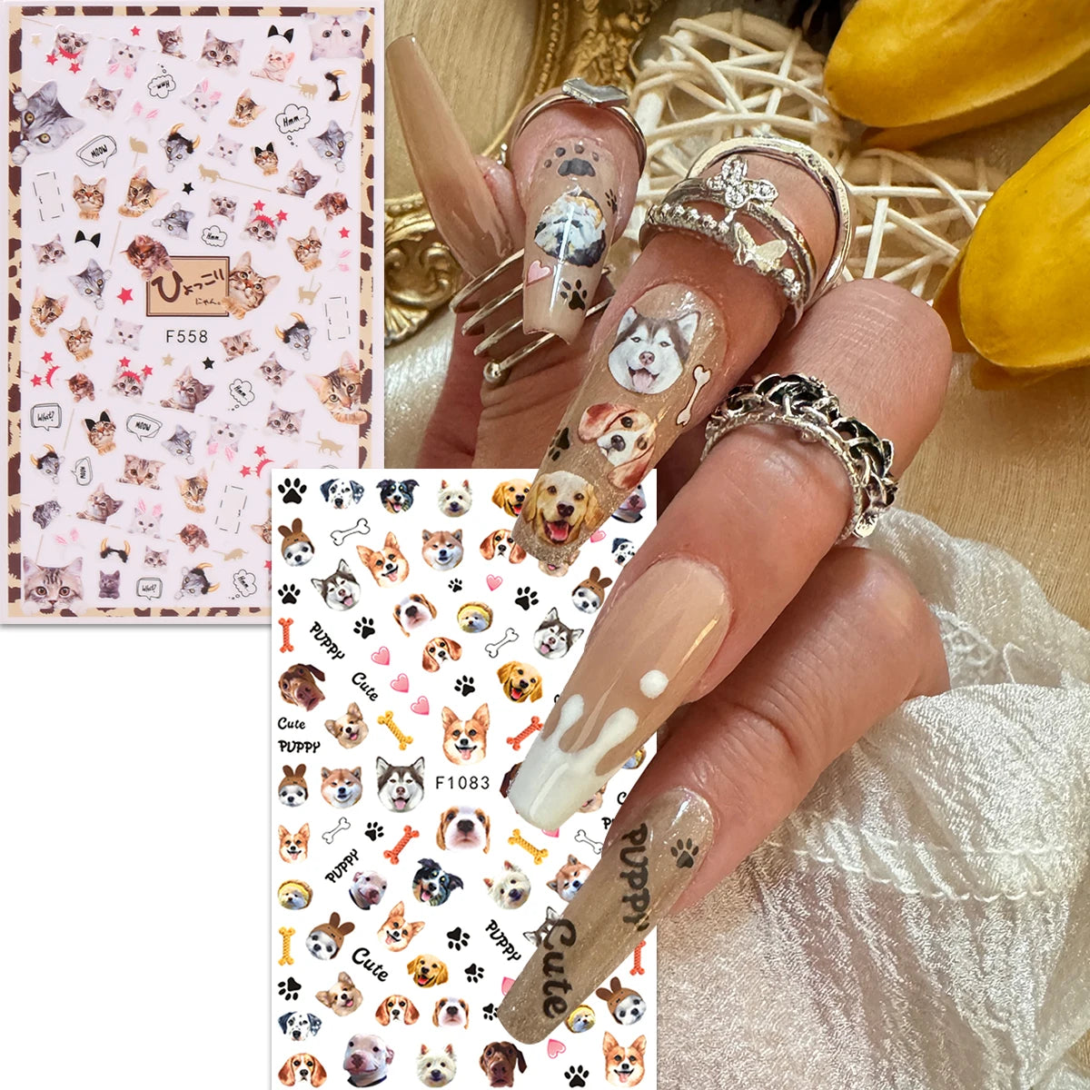 Spring and summer flower butterfly nail stickers, easy to apply for nail decoration DIY, gifts, party and wedding makeup styling