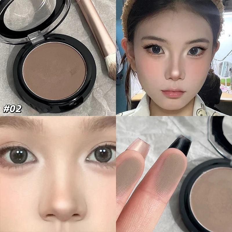 3D Nose Shadow Matte Cement Gray White Face Contouring Press Powder Natural Brightening Highlighter Face Bronzer Contour Makeup