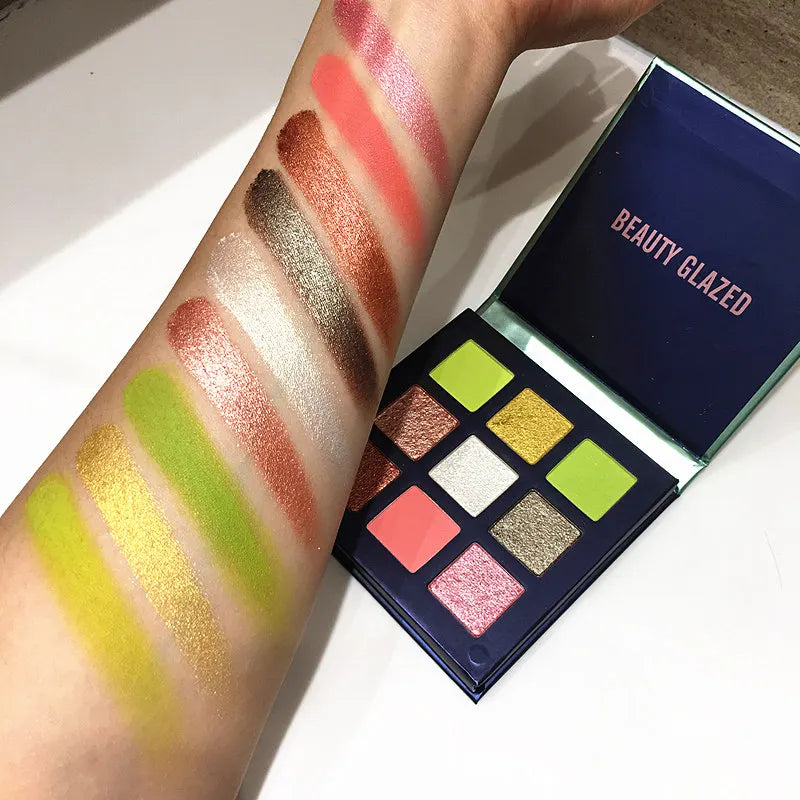 Beauty GLAZED Eyeshadow Palette 9 Color Shimmer Matte Longlasting Waterproof Palette Makeup
