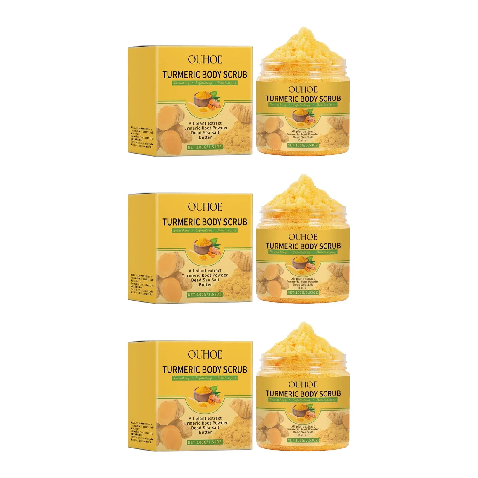 Turmeric Body Scrub Gentle Exfoliating Remove Dead Skin Pore Cleansing Hydrating Natural Brightening Skin Smoothing Skin Care