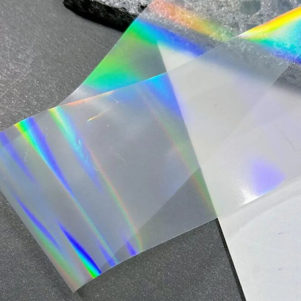 10Rolls Clear Laser Aurora Nail Foil Sticker Iridescent Holographic Glass Fragment Transfer Foil Decals 4x50cm Nails Decoration