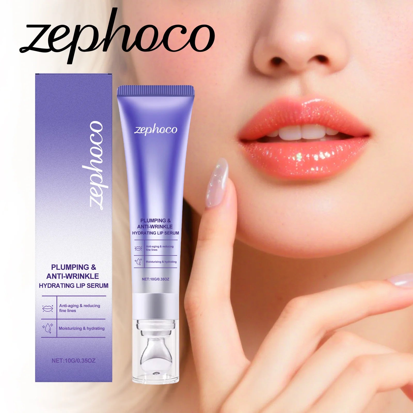 zephoco Lip Plumping Serum Hydrating Gloss Treatment For Dry Chapped Lips Moisturizing Care Volumizing Enhancer Soft Smooth