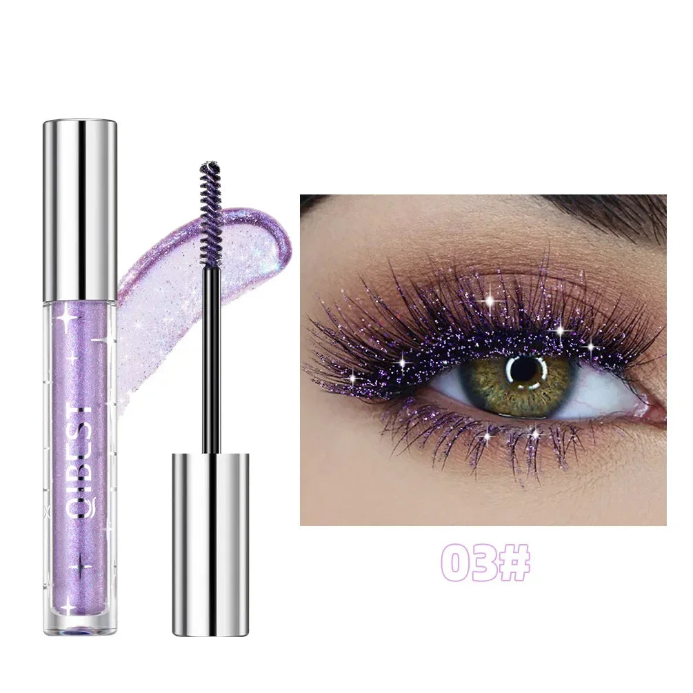 Diamond Purple Mascara Shining Sequins Glitter Eyelashes Quick Dry Sweat Proof Lasting Curling Thick Mascara Shimmer Makeup тушь