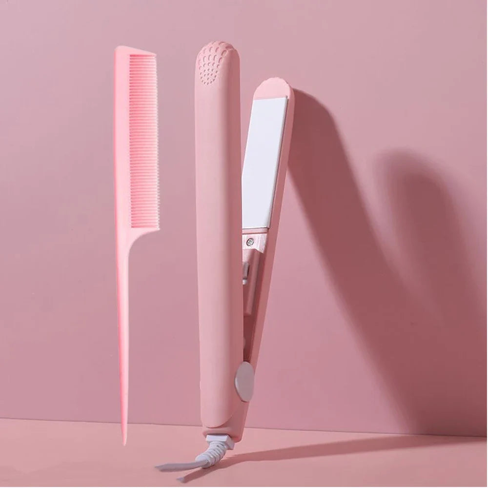 Pink Ceramic Flat Iron Hair Straightener For Smooth Finish Ceramic Floating Plates Quick Heat Up Pro Salon Curler Hair Wand