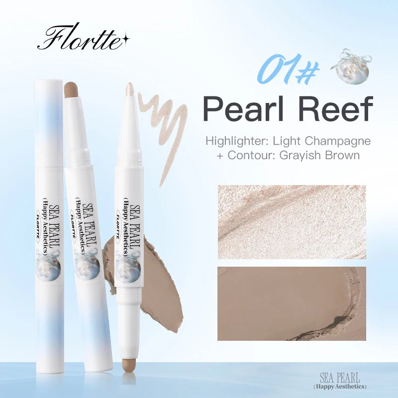 FLORTT2-in-1 Rotating Highlighter & Contour Stick, Portable Design, Face Shaping & Contouring Pen, Suitable for Makeup Beginners