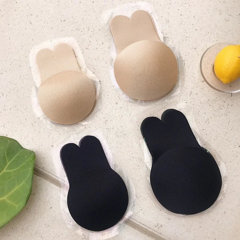1/2Pairs Women Bras Self Adhesive Silicone Strapless Invisible Bra Reusable Sticky Breast Lift Tape Rabbit Nipple Cover Bra Pads