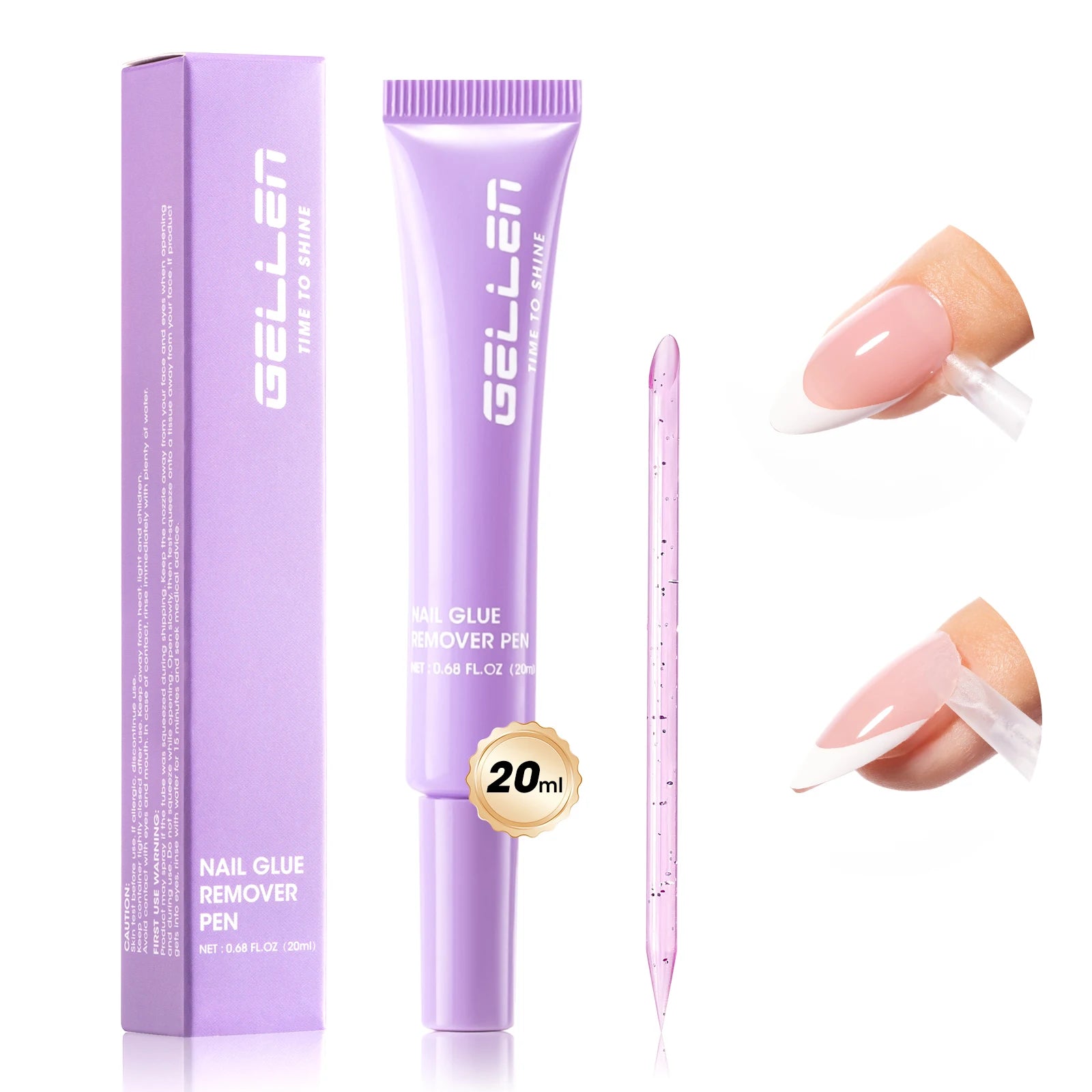 GELLEN 20ml Nail Glue Remover Pen Fast Gentle Removal for Press On Fake Nail Tips Non Acetone Safe Manicure Tool Nail Art Care