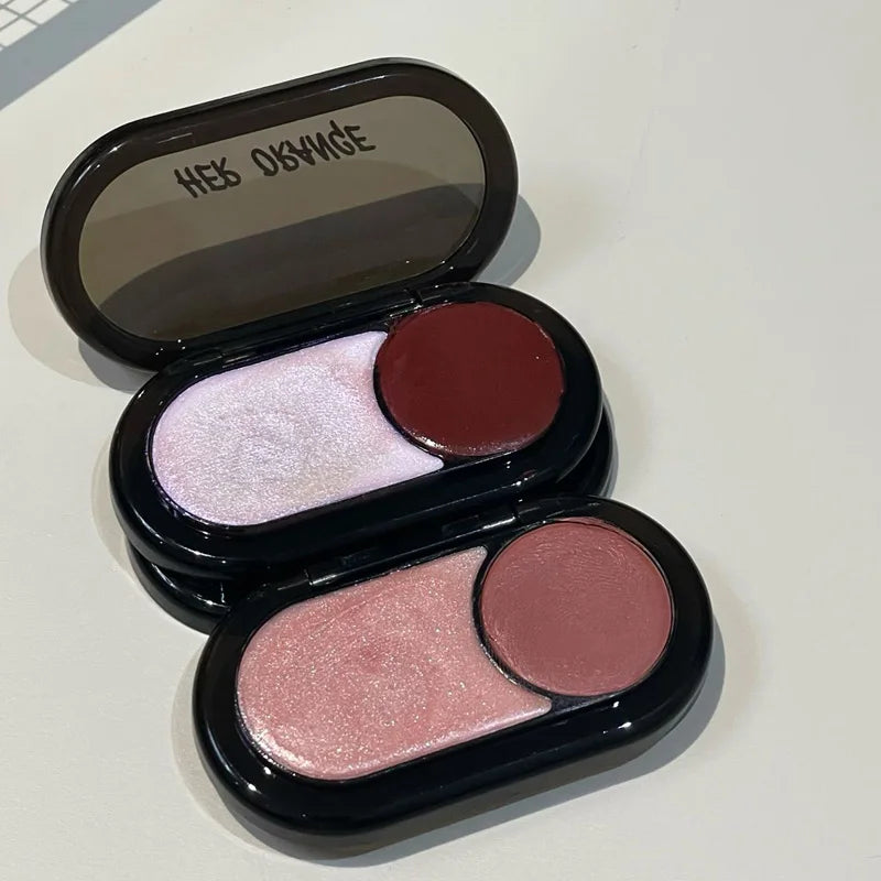 Herorange Crimson Shadow Dual-Color Multi-Use Cream Has a Fine Texture, Long-Lasting Color, Natural Nude Makeup, Pearlescent Matte Highlighter Blush Cosmetics
