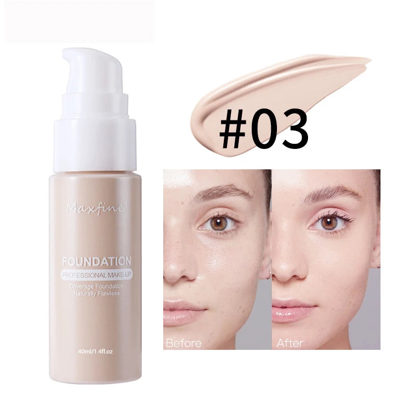 12 Shade Liquid Foundation with Long Lasting Oil Control Concealing Hydrating Lightweight Fine Texture and Non Cakey 1PCS